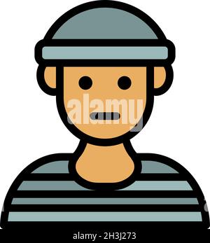 Icône de jeune homme de prison.Contour prison jeune homme vecteur icône couleur plat isolé Illustration de Vecteur