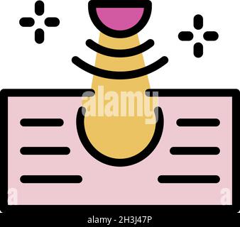 Icône d'épilation laser sur la peau.Contour laser enlèvement de cheveux sur la peau vecteur icône couleur plat isolé Illustration de Vecteur