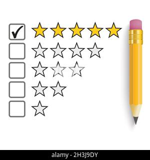 Note crayon 5 étoiles Banque D'Images