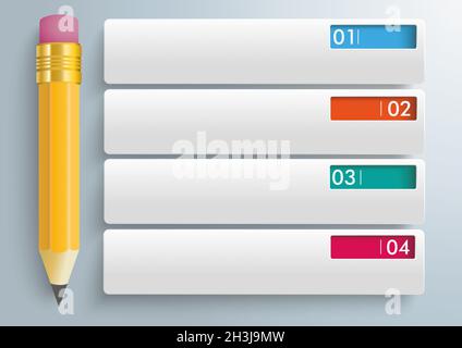 Crayon 4 bannières rectangulaires Piad Infographique Banque D'Images