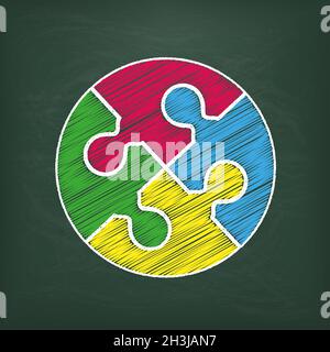 Puzzle à motif cercle de tableau noir Banque D'Images