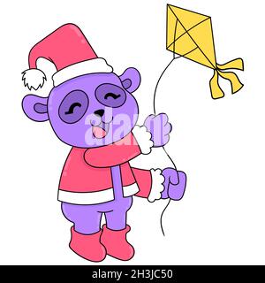 un ours jouant des cerfs-volants le jour de noël Illustration de Vecteur