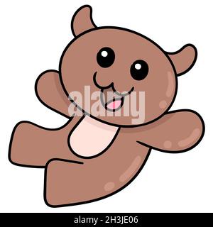 un ours en peluche marron avec un visage heureux Illustration de Vecteur