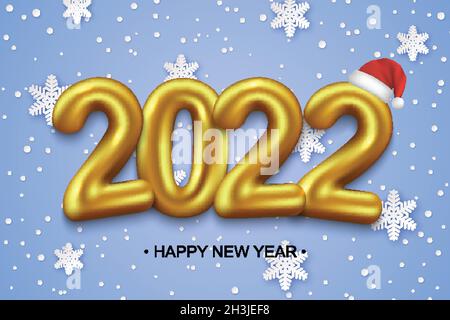 2022 expérience du nouvel an avec des numéros d'or.Modèle haut de gamme pour cartes de vœux de Noël Illustration de Vecteur