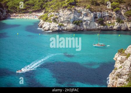 Cala Macarella à Minorque, Îles Baléares, Espagne Banque D'Images