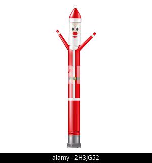 Rouge gonflable dansant Santa Claus tube homme isolé sur fond blanc, réaliste illustration vectorielle.Air dancer pour le motif de Noël Illustration de Vecteur