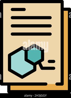 Icône de rapport de test d'ADN.Contour du rapport de test d'adn vecteur icône couleur plat isolé Illustration de Vecteur