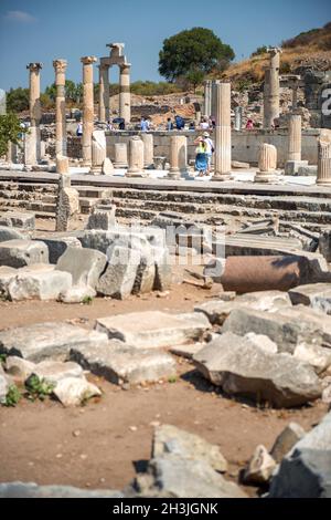 Ephèse - 7 août : les touristes admirant une ancienne ville grecque et romaine, sur août, 72014, à Éphèse, Turquie Banque D'Images