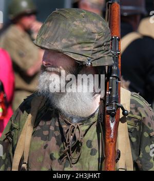 Expérience du Yorkshire en temps de guerre, août 2021.Enactor en uniforme allemand de la deuxième guerre mondiale. Banque D'Images