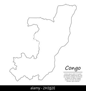 Carte vectorielle simple du Congo, silhouette vectorielle en style de ligne d'esquisse Illustration de Vecteur