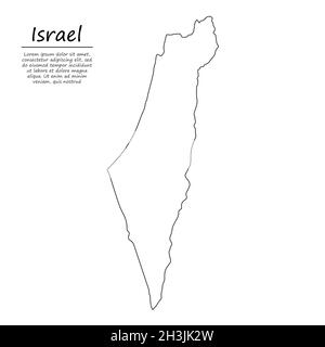 Carte vectorielle simple d'Israël, silhouette vectorielle en style de ligne d'esquisse Illustration de Vecteur