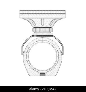Caméra cctv filaire à partir de lignes noires isolées sur fond blanc.Vue avant.3D.Illustration vectorielle Illustration de Vecteur