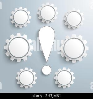 Point d'exclamation 7 Gears Infographic Piad Banque D'Images