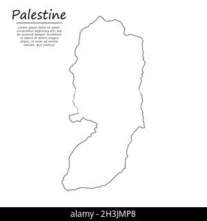 Carte vectorielle simple de Palestine, silhouette vectorielle en style de ligne d'esquisse Illustration de Vecteur