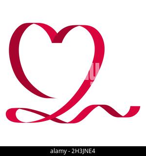 Développement rouge coeur en forme de ruban amour pour cartes de voeux illustration de stock Illustration de Vecteur