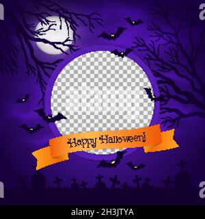 illustration réaliste de la conception vectorielle du modèle de cadre pour les médias sociaux d'halloween Illustration de Vecteur