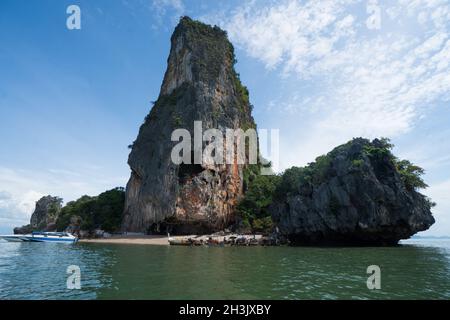 Vue aérienne Parc national marin de la baie de Phang Nga protégé et d'importance écologique internationale zones humides reboisement Banque D'Images