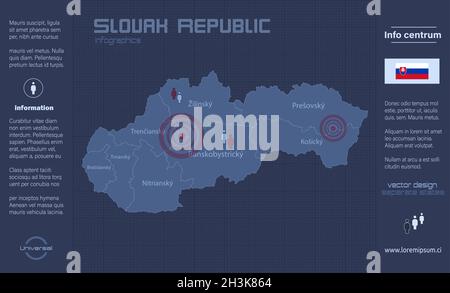 Carte de Slovaquie, régions séparées avec noms, infographiques bleu plat design vecteur Illustration de Vecteur