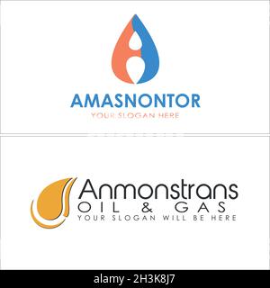Logo icône gaz et pétrole pour les entreprises industrielles Illustration de Vecteur