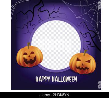 illustration réaliste de la conception vectorielle du modèle de cadre pour les médias sociaux d'halloween Illustration de Vecteur