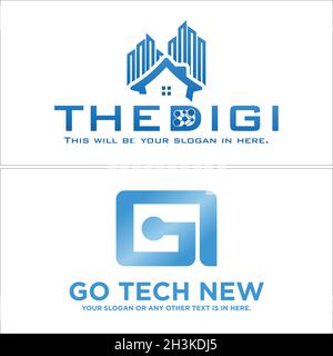 Technologie industrielle moderne propriété maison bâtiment logo design Illustration de Vecteur