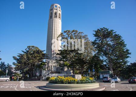 Coit Tower sur Telegraph Hill, San Francisco, Californie, États-Unis Banque D'Images