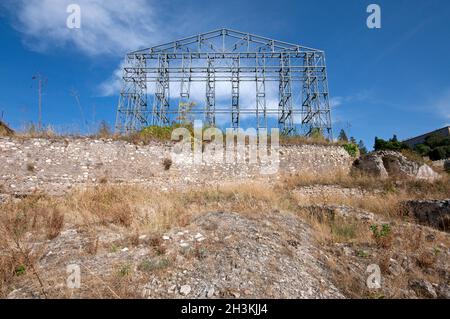 Ruines du temple d'Hercules dans le sanctuaire d'Hercules Victor, Tivoli, Lazio, Italie Banque D'Images