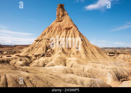 Paysage désertique à Bardenas Reales de Navarra, Espagne. Banque D'Images