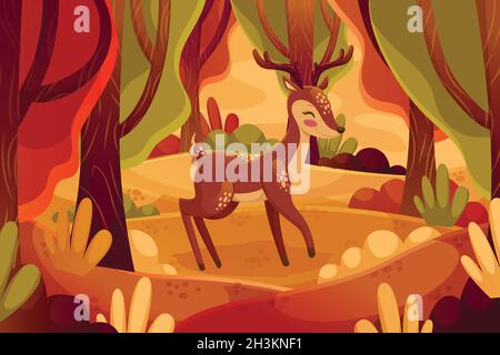 arrière-plan d'automne plat avec illustration de motif vectoriel de feuilles Illustration de Vecteur