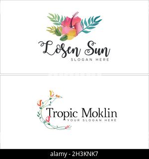 Design moderne et coloré avec logo « Beauty » en forme de fleur Illustration de Vecteur