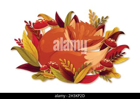 arrière-plan d'automne plat avec illustration de motif vectoriel de feuilles Illustration de Vecteur
