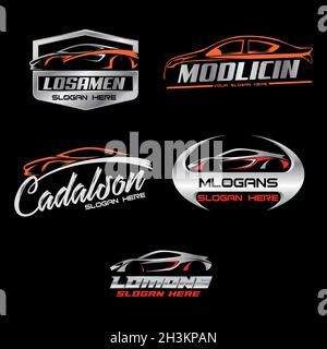 Design moderne du logo de voiture de garage de course de sport Illustration de Vecteur