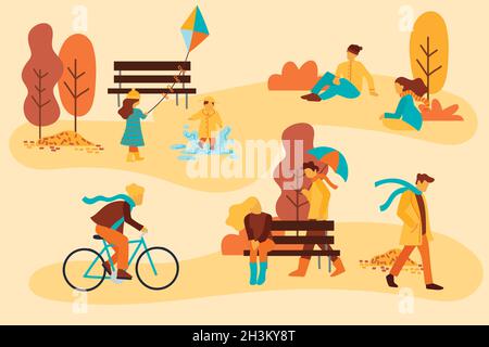 people automne parc vecteur illustration Illustration de Vecteur