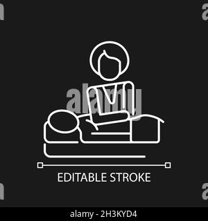 Icône linéaire blanche de massage des tissus profonds pour un thème sombre Illustration de Vecteur