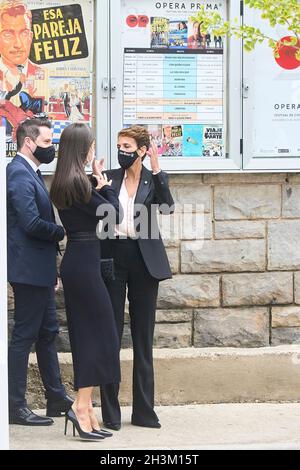 Tudela, Navarre, Espagne.29 octobre 2021.La reine Letizia d'Espagne assiste à la 21e édition du 'Festival de Cine Opera Prima Cuidad de Tudela au Moncayo Cinema le 29 octobre 2021 à Tudela, Espagne (Credit image: © Jack Abuin/ZUMA Press Wire) Banque D'Images