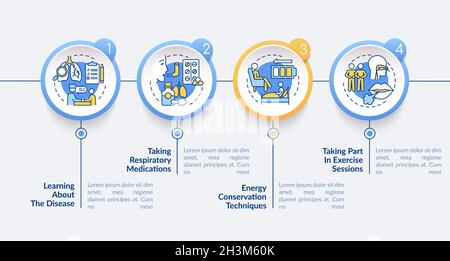 Modèle d'infographie sur les vecteurs du programme de réadaptation pulmonaire Illustration de Vecteur