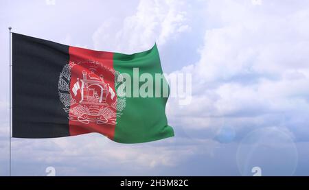 Drapeaux du monde - drapeau de l'Afghanistan.Illustration 3D. Banque D'Images