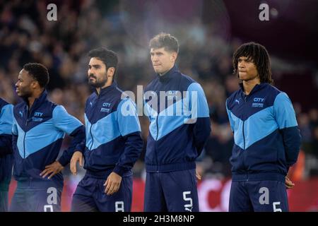 LONDRES, ANGLETERRE - OCTOBRE 27 : Ilkay Gundogan, Nathan ake, John Stones, Raheem Sterling pendant la coupe Carabao Round de 16 match entre West Ham Unite Banque D'Images