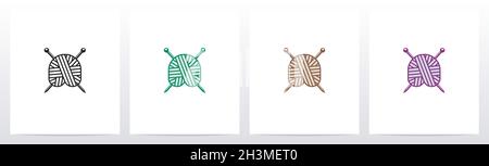 Balle en laine avec forme de lettre A. Illustration de Vecteur