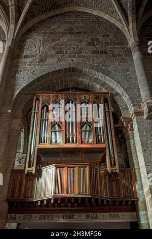 Le Monastier-sur-Gazeille, grand orgue de l'abbaye bénédictine Saint-Chaffre, département de la haute Loire, Auvergne Rhône Alpes, France Banque D'Images