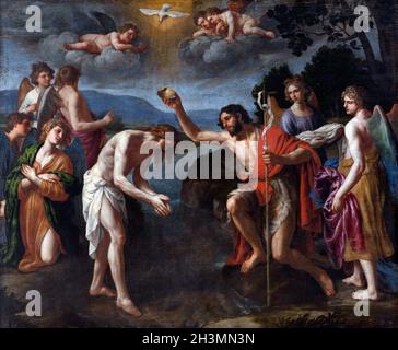 Le Baptême du Christ par Alessandro Turchi (1578-1649), huile sur toile, 1605 Banque D'Images