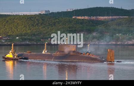 Le sous-marin nucléaire russe Dmitry Donskoy. Banque D'Images