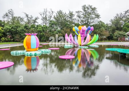 Taoyuan Land Art Festival en journée de pluie Banque D'Images