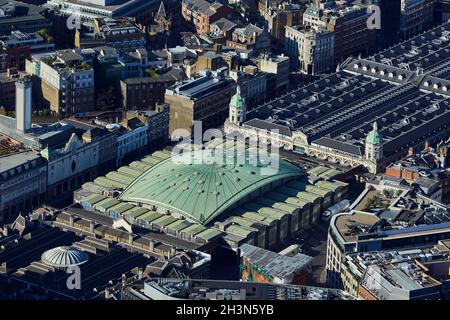 Royaume-Uni, Londres, vue aérienne de Smithfield Meat Market Banque D'Images