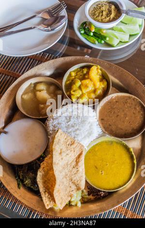 Plat traditionnel d'Assam Assamese Thali, Inde Banque D'Images