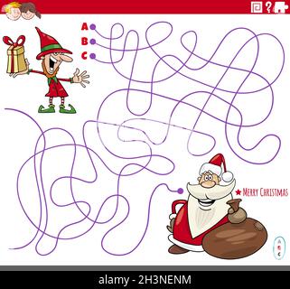 Jeu de labyrinthe éducatif avec personnages de dessin animé de Noël Banque D'Images