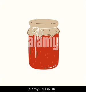 Confiture de framboises dans le bol en verre sur fond blanc.Illustration vectorielle Illustration de Vecteur