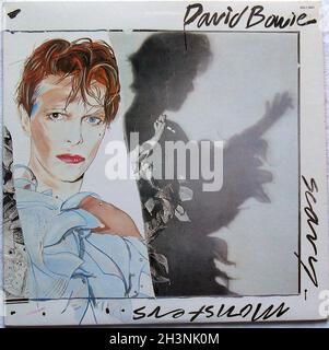 1980 David Bowie Scary Monsters LP Record Album Illustration pochette graphique Banque D'Images