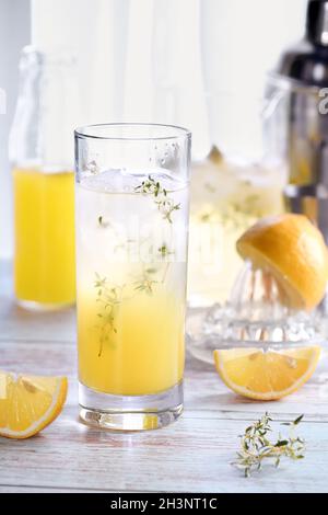 Cocktail d'été facile (Limoncello) jus de citron frais, vodka et club soda ou eau pétillante.Ceci Banque D'Images