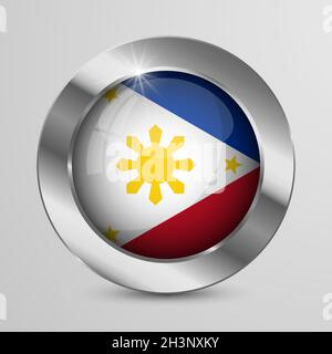 Bouton EPS10 Vector Patriotic avec couleurs drapeau Philippines.Un élément d'impact pour l'utilisation que vous voulez en faire. Illustration de Vecteur